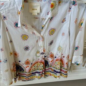 Maeve White Multicolor Patterned Blouse